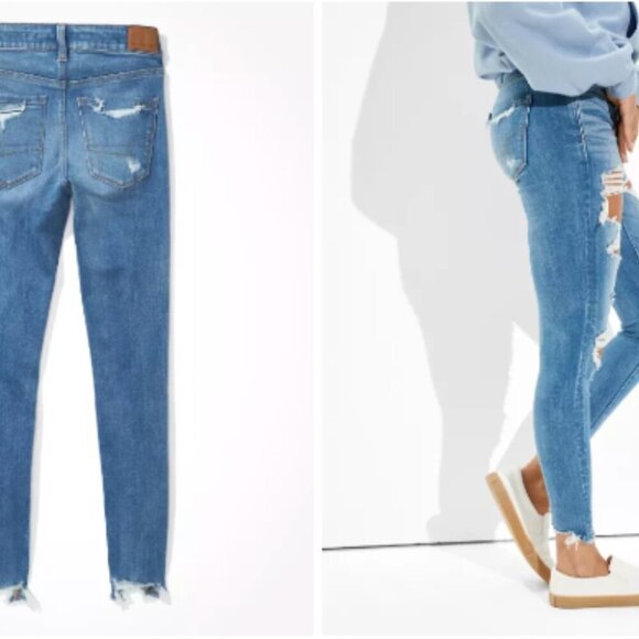 NWT! NEW! American Eagles Outfitter Distressed Blue Jeans Size 10, 12, 14 Only - Picture 2 of 7
